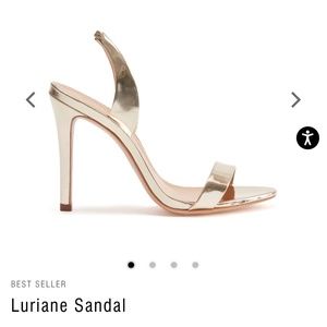 SCHUTZ - Luriane Sandal - 7 /  Gold Heels / Specchio Leather